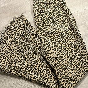 Leopard print wide leg jeans